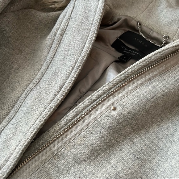 J.Crew Gray Peacoat jacket with removable faux fur on hood in Stadium cloth wool - Picture 4 of 4